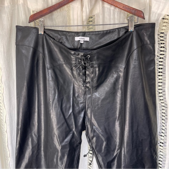 Miaou Rihanna Element Vegan Leather Goth Corset Laceup Front Pant Plus 1XL 40” - Picture 5 of 12